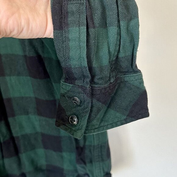 TNA Aritzia Green Black Plaid Flannel Button Down - Size: Small - Picture 3 of 6